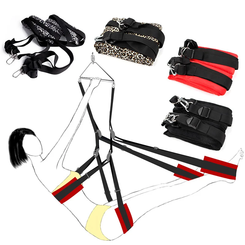BDSM Sex Swing Ceiling Hanging Love SM Games Sex Toys For Woman Bondage Couples Leopard Accessories Adults Products Equipment
