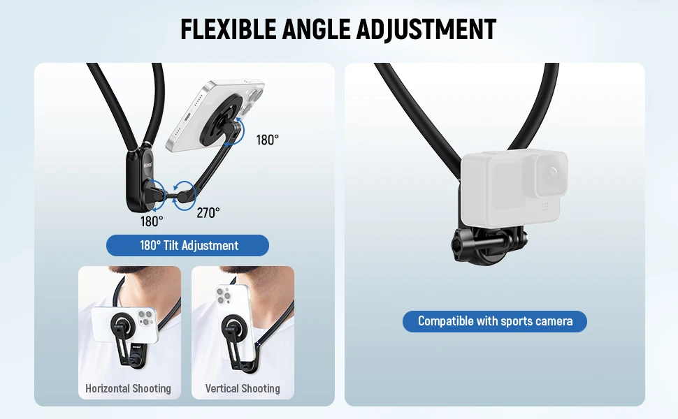 NEEWER Magnetic Neck Holder w/Hands-Free Chest Mount for /DJI/Insta360/Magsafe i