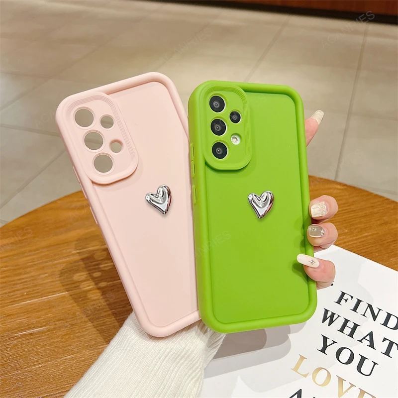 Silver Heart 3D Silicone Matte Soft Case