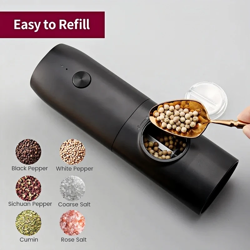 Electric Salt and Pepper Grinder Set USB Rechargeable Adjustable Coarseness Big Capacity Automatic Grinders Kitchen Cooking Tool