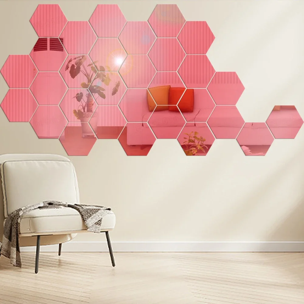 30/1PCS Mini Mirror Wall Stickers Acrylic Art Sticker Hexagon Shape Self Adhesive Tile DIY Household Removable Mirror Ornaments wall sticker mirror wall sticker acrylic wall sticker acrylic mosaic tiles sticker