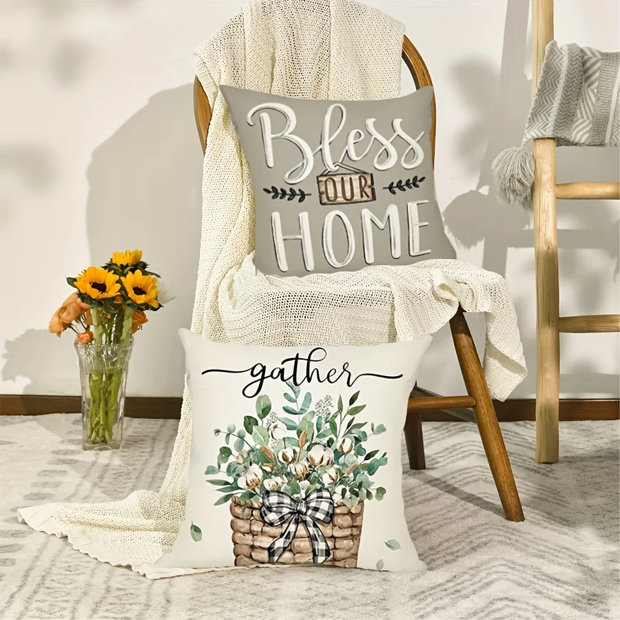 Rustic Botanical Throw Pillow Covers Set