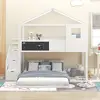 Creative Kids Mini Loft Bed with Storage Stairs & Play Area House Bunk Beds 4