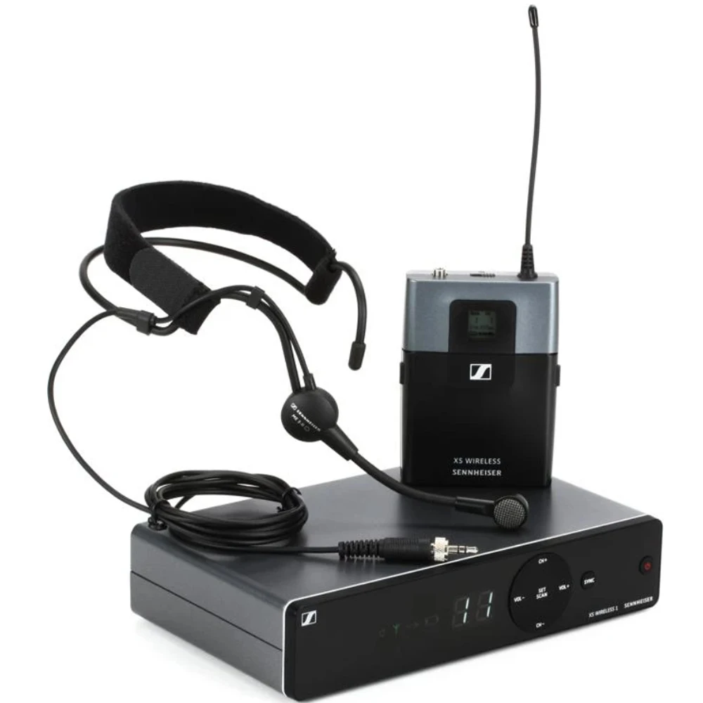 Sennheiser XSW 1-ME3 무선 헤드셋 마이크 시스템 (ME 3 헤드셋 포함), SK-XSW 바디 팩 송신기 및 EM-XSW 1 수신기