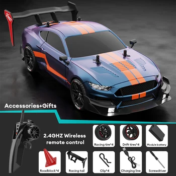 Auto Telecomandata 1:14 2.4Ghz Wireless con Luci LED e Quattro Ruote Motrici, per Gare di Competizione Multi-Auto, Regalo di Natale