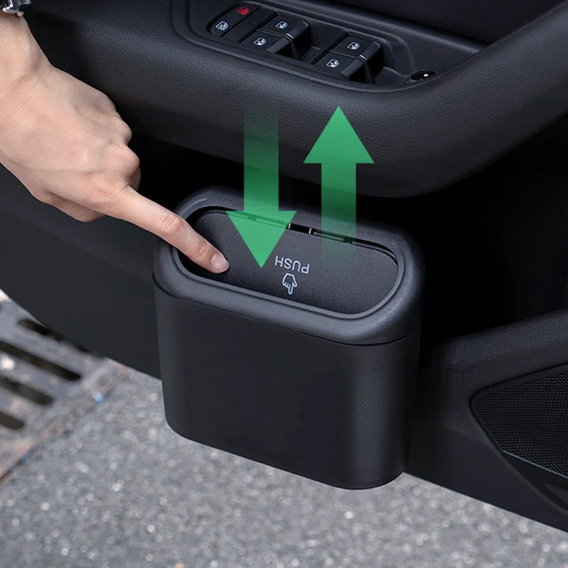 Auto hängen Mülleimer Fahrzeug Müll Staub Fall Aufbewahrung sbox abs  quadratisch drücken Mülleimer mit Deckel Auto Interieur Zubehör - AliExpress