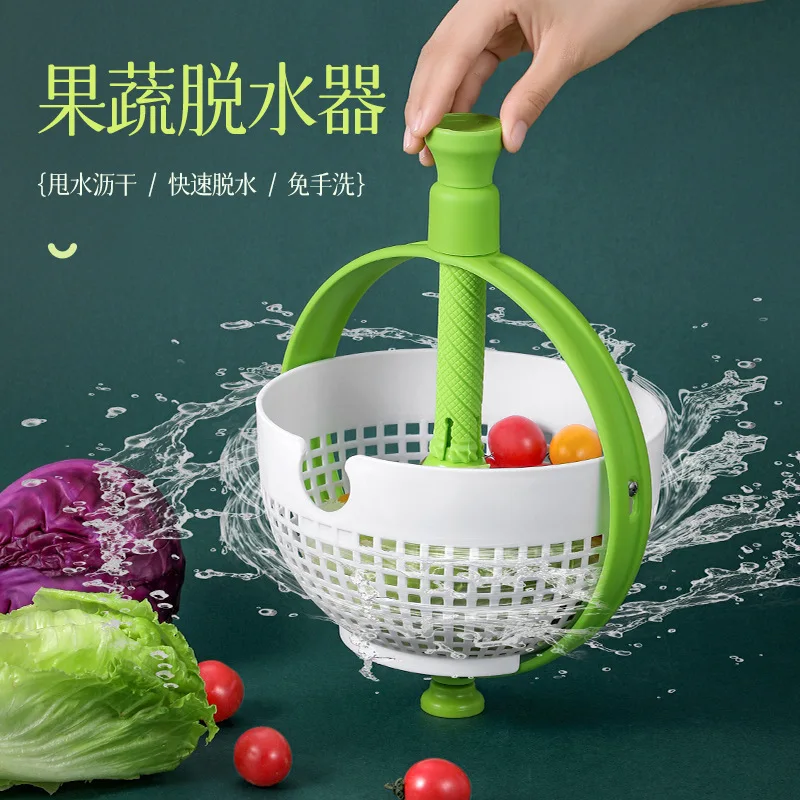 

Vegetable and fruit salad rotating drain basket kitchen manual fruit and vegetable dehydrator rotating drain sink household