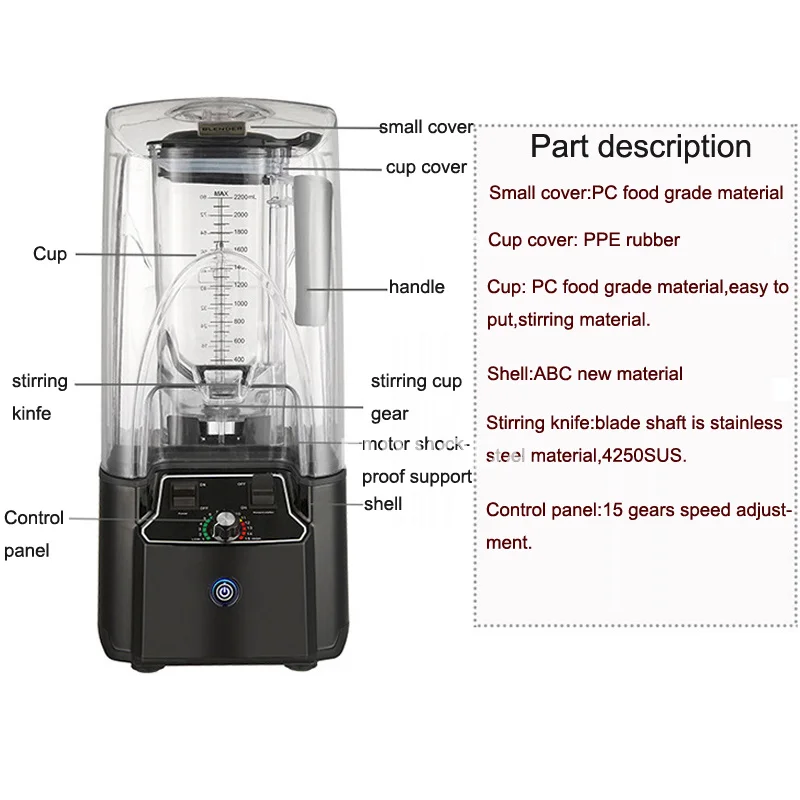 Multi-funtion 2.2L Silent Blender 110/220V Heavy Duty Smoothie Blender Food  Grinder Mixer Ice Crusher Fruit Juicer Wall Breaker - AliExpress