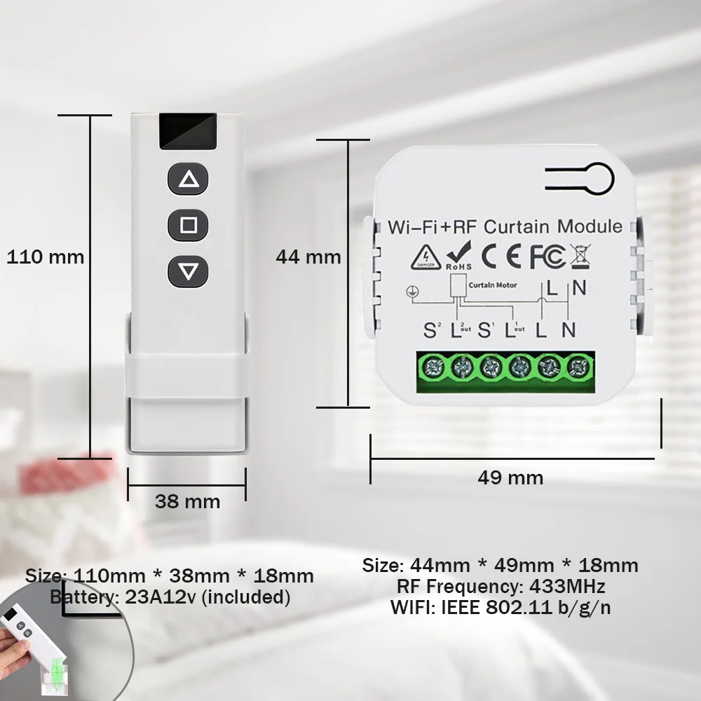 IsFriday-Interruptor de persiana enrollable eléctrica Tuya, 433MHz, RF, Control remoto, aplicación Smart Life para Google Home y Alexa