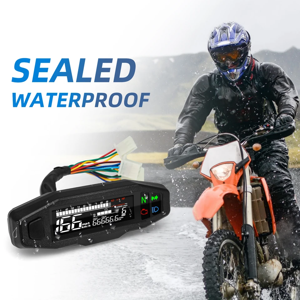 Compteur Moto Universel EBTOOLS - Tachymètre Digital 12V Avec Rétroéclairage LED Compte Tour Moto