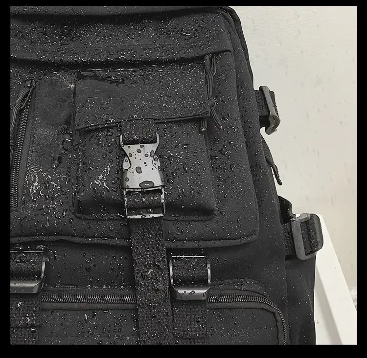 Preppy Style Black Backpack Unisex Women Men Backpack Nylon Waterproof Multi-Pocket Design Mochilas Teenagers Shoulder Bag