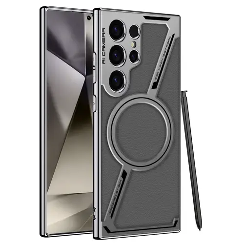 For Samsung Galaxy S26 S25 S24 S23 Ultra Luxury Plating Leather Magsafe Phone Case Magnetic Wireless Charging Shockproof Cover - Image 8