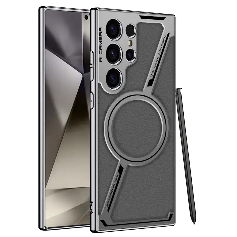 For Samsung Galaxy S26 S25 S24 S23 Ultra Luxury Plating Leather Magsafe Phone Case Magnetic Wireless Charging Shockproof Cover - Image 8