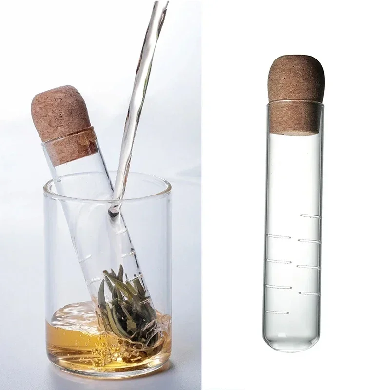 Glass Tea Infuser Empty Bottle Mini Transparent Tea Strainer Cork Glass Bottle Tube Brewing Test Tube Set Kitchen Tools