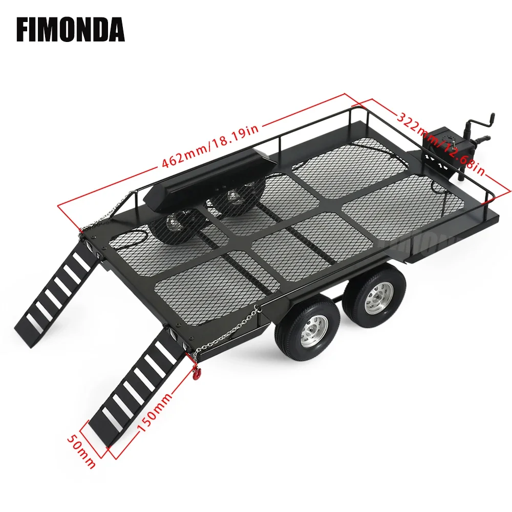 RCトレーラー1:10スケールデュアルアクスルフラットベットトレーラー