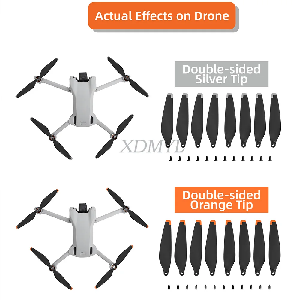 Hélices Drone 8 pièces - Orange, Argent, Rouge-Blanc, Bleu-Blanc, Jaune-Blanc