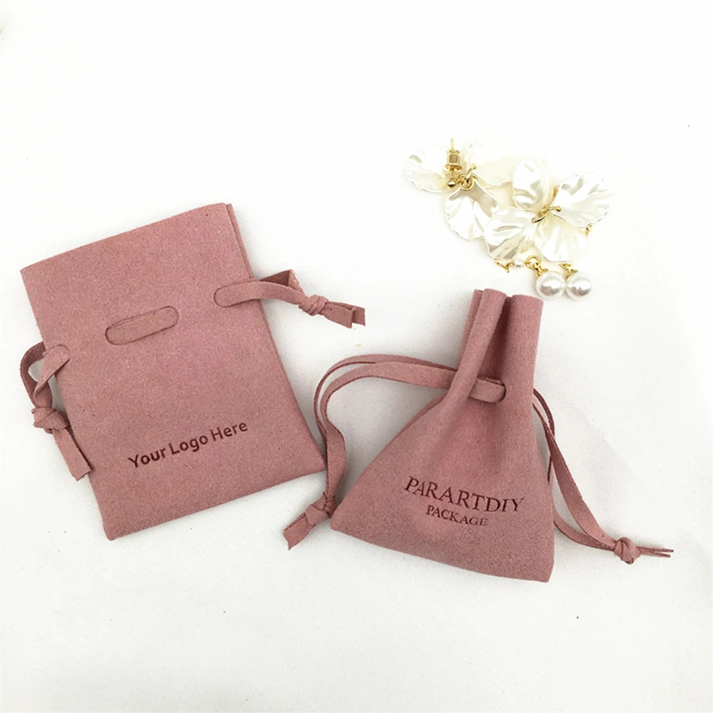 50pcs Custom Drawstring Jewelry Packaging Pouch Personalized Logo Chic Small Wedding Favor Bags Microfiber Necklace Earring Ring