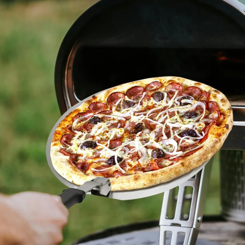 Pizza Peel Metal Pizza Spatula 12 inch Cutter Foldable Handle Stainless Steel Peel Kit for Dough Accessories