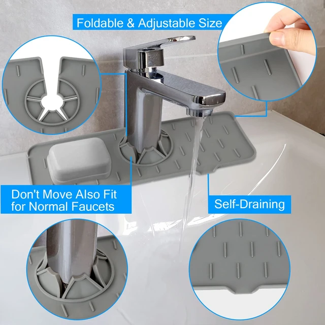 Dropship 1PCS Silicone Faucet Absorbent Mat Sink Splash Guard Drain Pad  Water Splash Catcher Mats Sink Countertop Protector Kitchen Tools to Sell  Online at a Lower Price