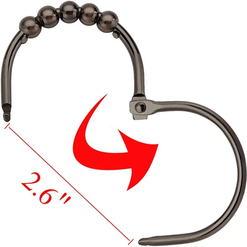 Depot Wide Shower Curtain Rings/Hooks Set, Decorative Polished Chrome Finish, 100% Rustproof Stainless Steel, Set of 12 Rings