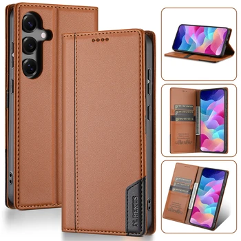 Leather Case For Samsung Galaxy A17 A16 A36 A56 A26 A07 A55 A35 A15 A54 A34 A14 A53 A33 A13 Magnetic Business Flip Wallet Cover 1