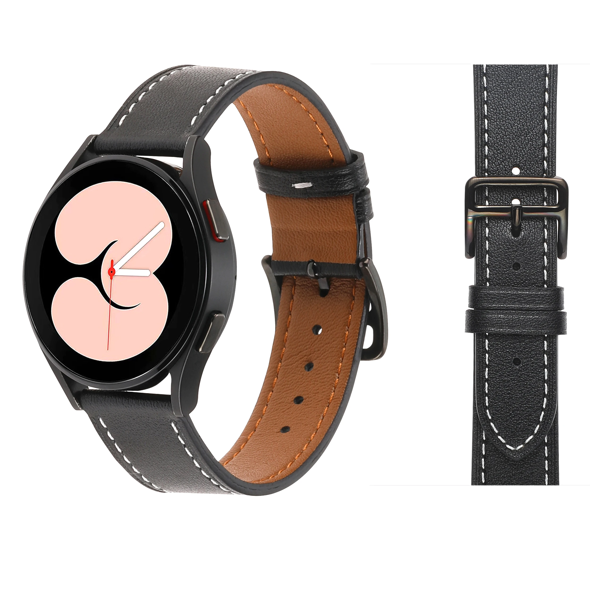

Leather Strap For Samsung Galaxy watch 4/5/5 Pro 45mm 40-44mm Smart Watch Premium Wristband For Galaxy watch 4 Classic 42mm 46mm