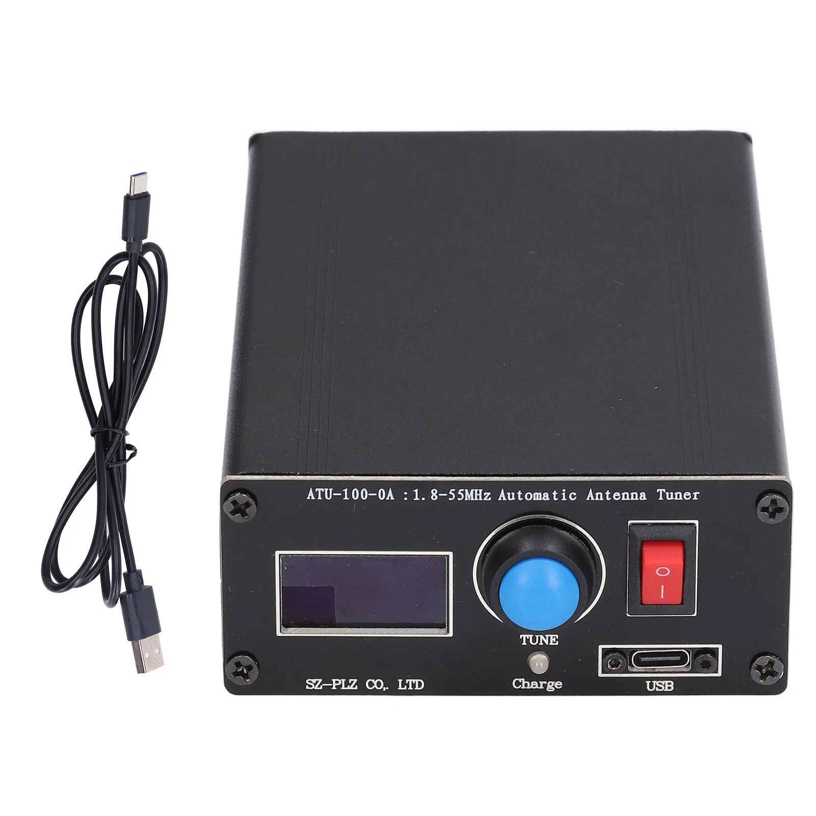 1.8-55Mhz Antenna Tuner Mini Automatic Antenna Tuner 0.96in Display USB Charging Radio 1.8‑55Mhz ATU‑100 ATU‑100