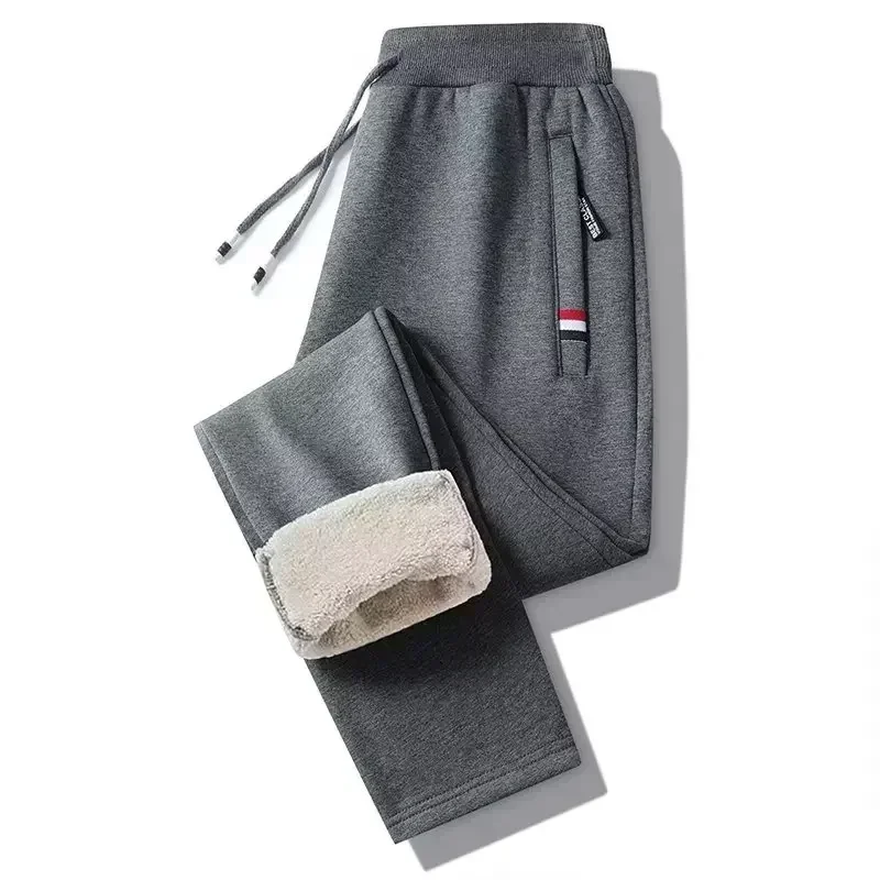 Men Casual Sports Pants Winter Lambswool Warm Fleece Straight Trousers Thermal Sweatpants Sportswear Tracksuit Quality Joggers casual sports pants