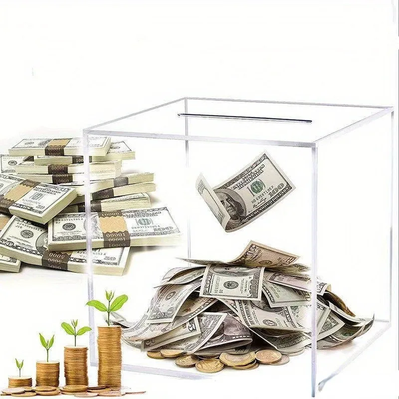 Piggy Banks for Adults (2024Upgraded Version), Clear Acrylic Money Saving Bank Break to Open, Can Only Save That Cannot Be Take