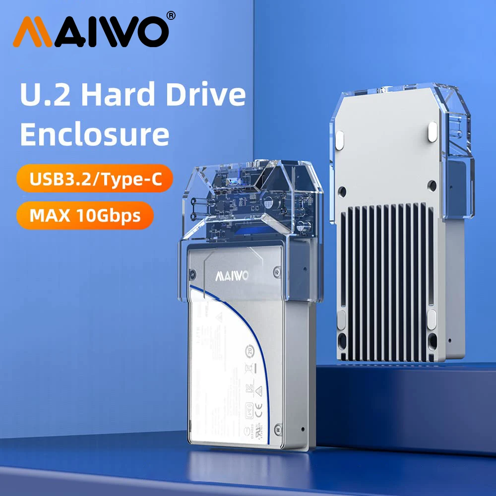 

MAIWO U.2 NVMe SSD Enclosure 10Gbps USB3.2 Type-C to 2.5" U.2 PCIe NVMe SSD Case box Tool-Free U.2 HDD Docking station converter