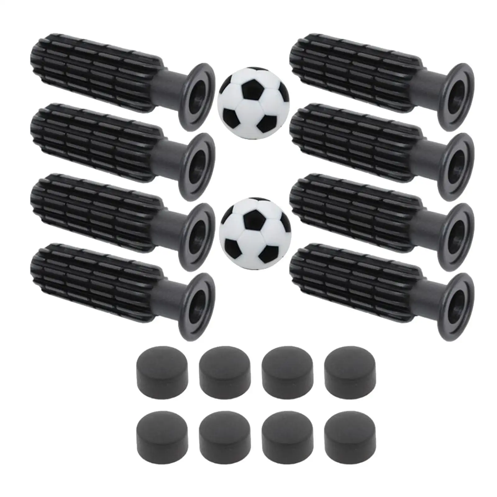 8 Pieces Foosball Handle Grips with 2 Small Footballs Practical Portable Accessories Parts Kids Replaceable with 8 End Plug