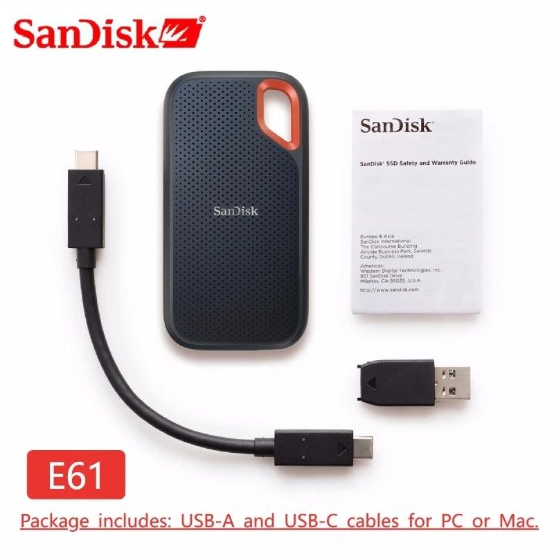 Sandisk Ssd E61 Extreme Pro 4tb 2tb 1tb 500gb Portable External State Drive Hard Drive Usb3.2 Gen2 For Phone Laptop Portable Solid State - AliExpress