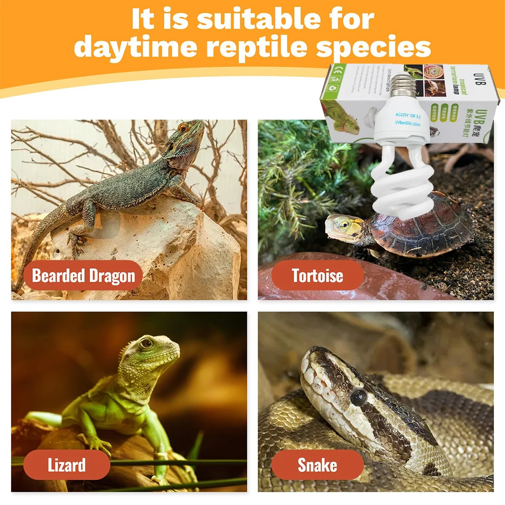 13W /26W Reptile UVA+UVB Lamp Bulb Turtle Basking UV Light Bulbs Heating Lamp Turtle Lizards breeding BoxTemperature Controller