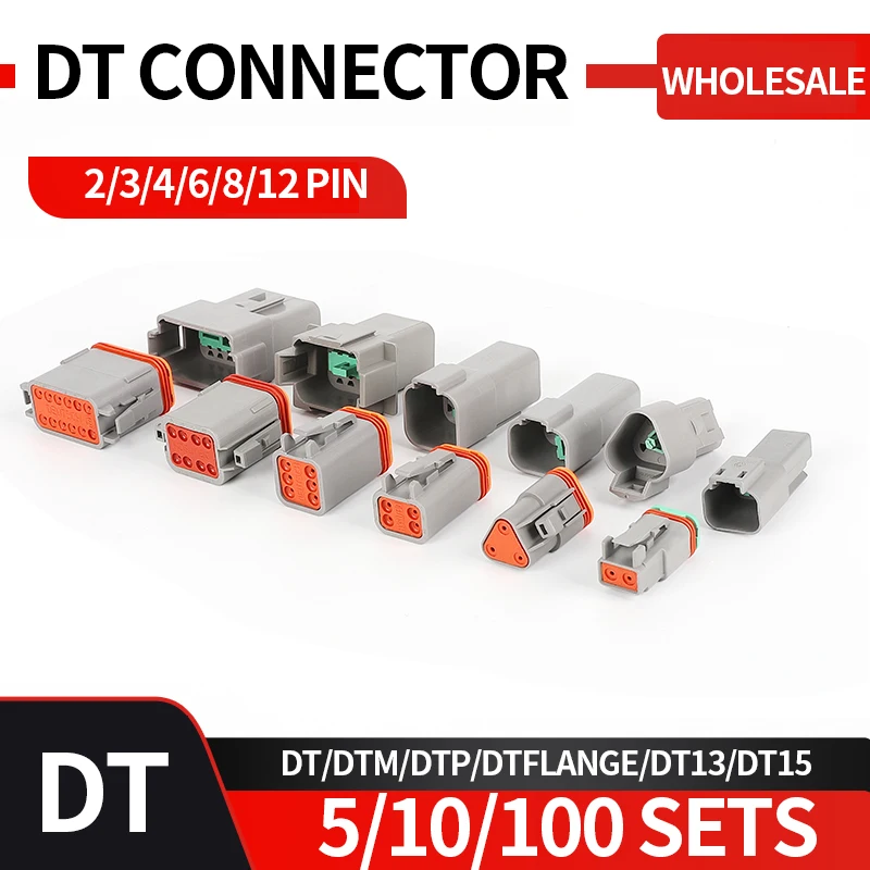DEUTSCH 커넥터 플랜지 수 DT06-2S 자동차 방수 커넥터 DT04-2P 암 플러그, DT/DTM/DTP/DT15/DT13