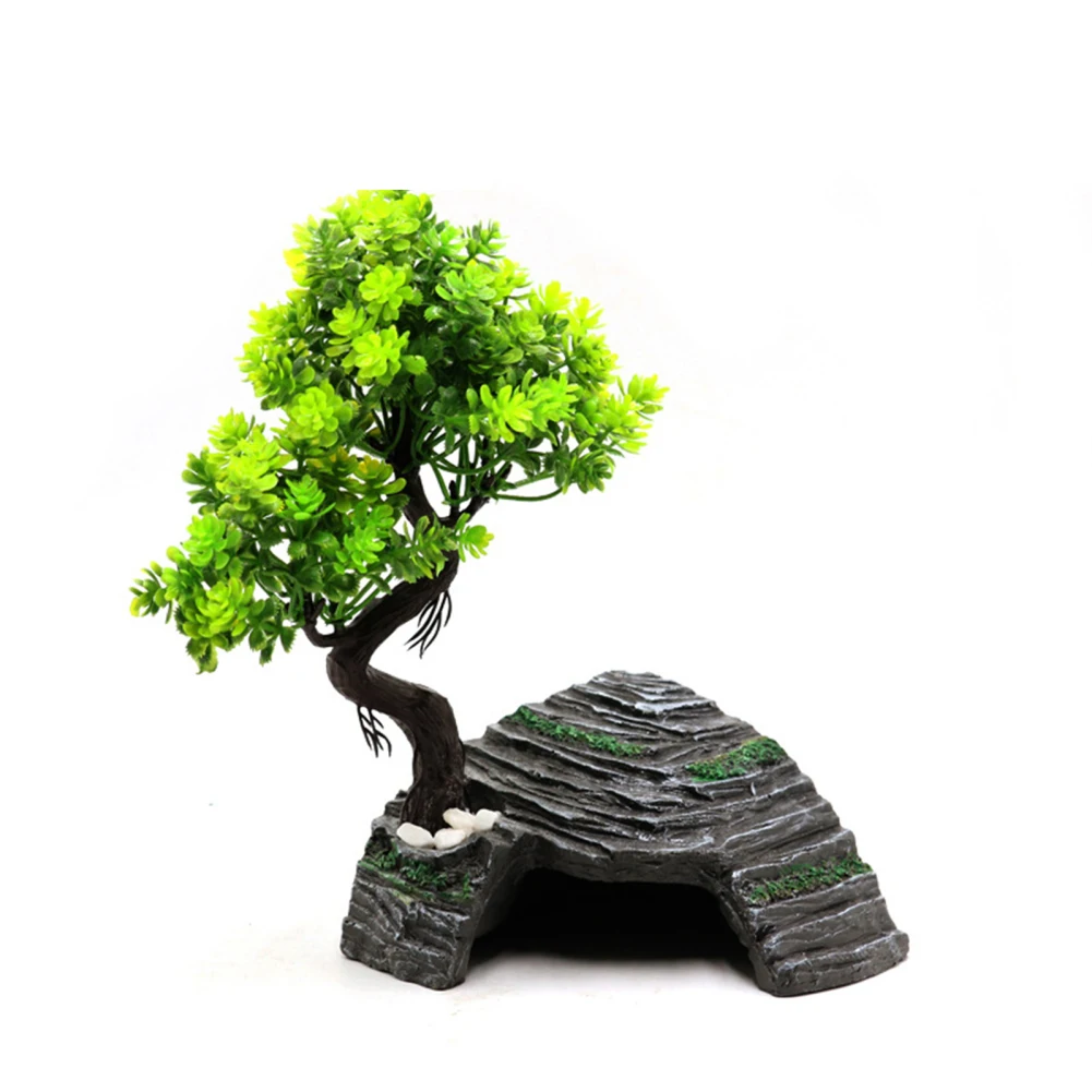 

Resin Turtle Basking Platform Hiding Cave Ornament Rock Artificial Tree Reptile Tank Decor Turtle Terrace Resin Turtle Platform