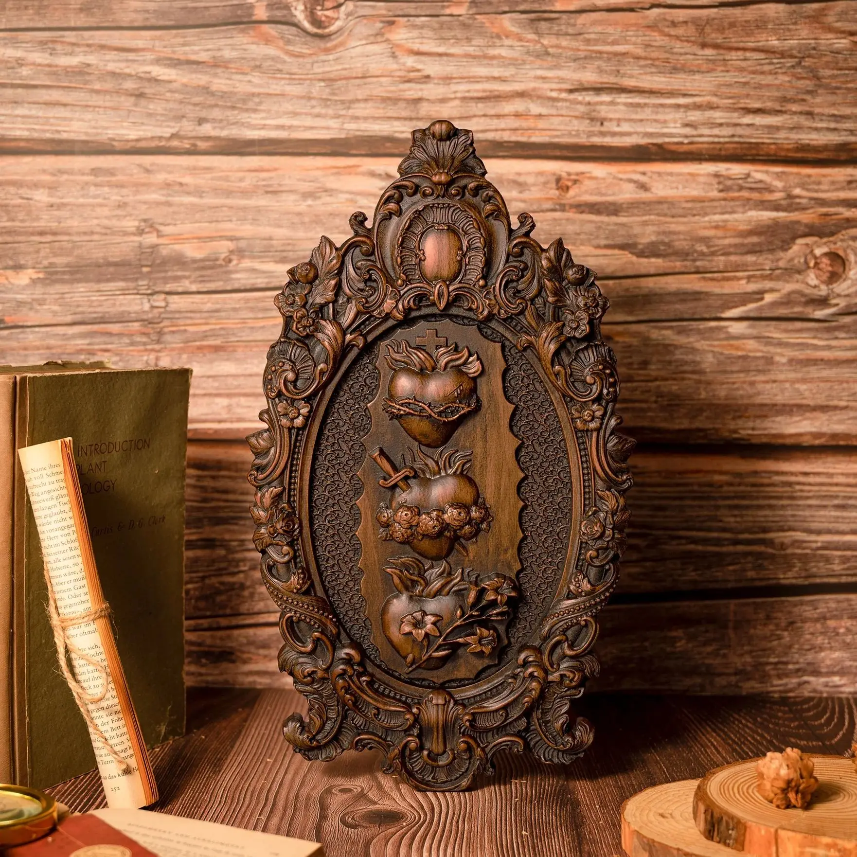 Sacred Heart Wall Decor, Immaculate Heart, Wood Carving Artwork, Jesus Catholic Religious Objects, Wall Hanging Decor, Christ