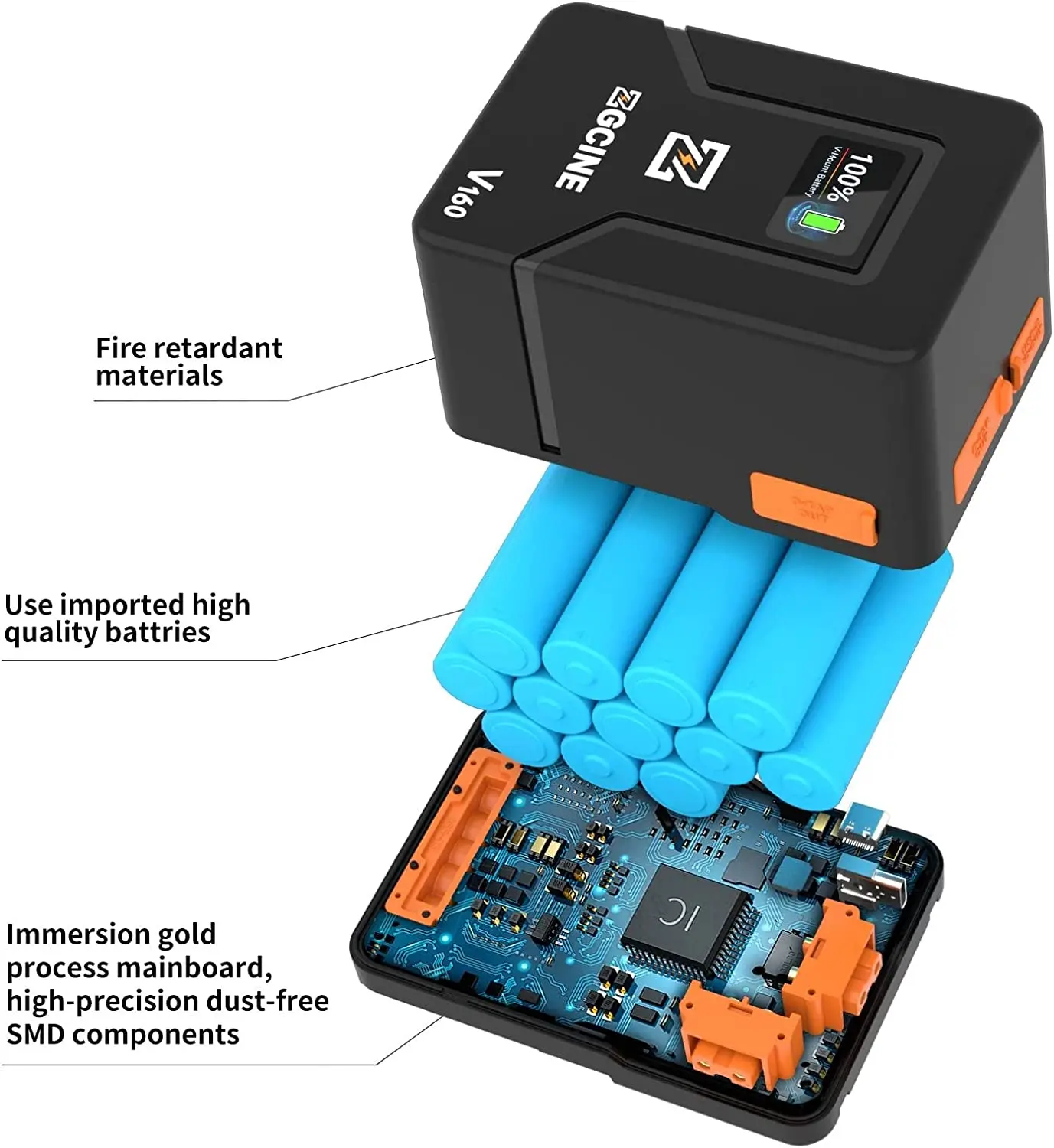 ZGCINE-Vマウントバッテリーサポート,v99,v50,v160,v,pd急速充電器,D