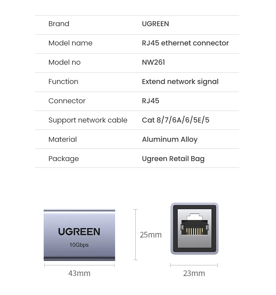 10gbps ugreen rj45 para cat8 cat7 cat6