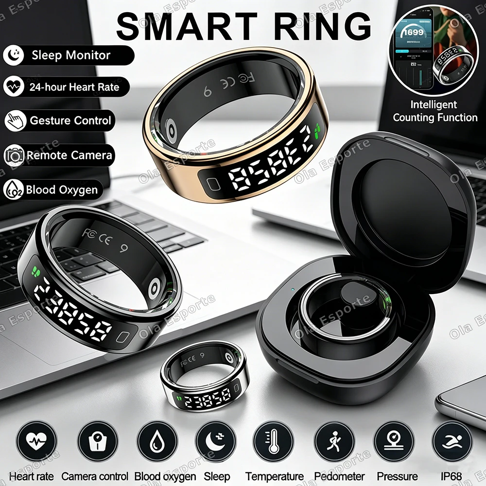 2026 New R11C Smart Ring Display Screen Gestures Brush Video Waterproof Remote Camera Pressure Monitor Count Smartring Men Women 1