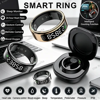 2026 New R11C Smart Ring Display Screen Gestures Brush Video Waterproof Remote Camera Pressure Monitor Count Smartring Men Women 1