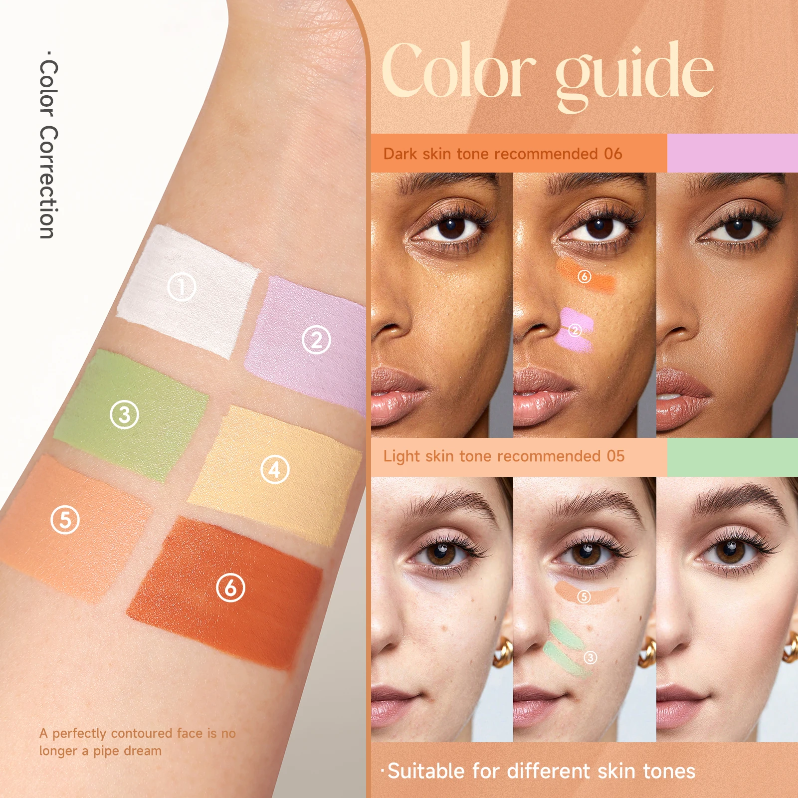 Nude Makeup Facial Foundation Color Correction Green Purple Liquid 