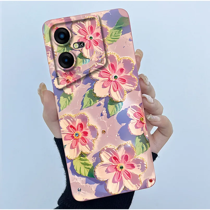 Floral Oil Painting Soft Silicone Phone Case - Fashion Simplicity Design