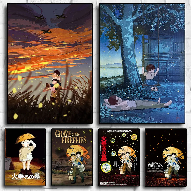 Grave of the Fireflies Poster Modern Miyazaki Hayao Classic Anime Movie  Canvas Painting Wall Art Kids Room Home Decor - AliExpress