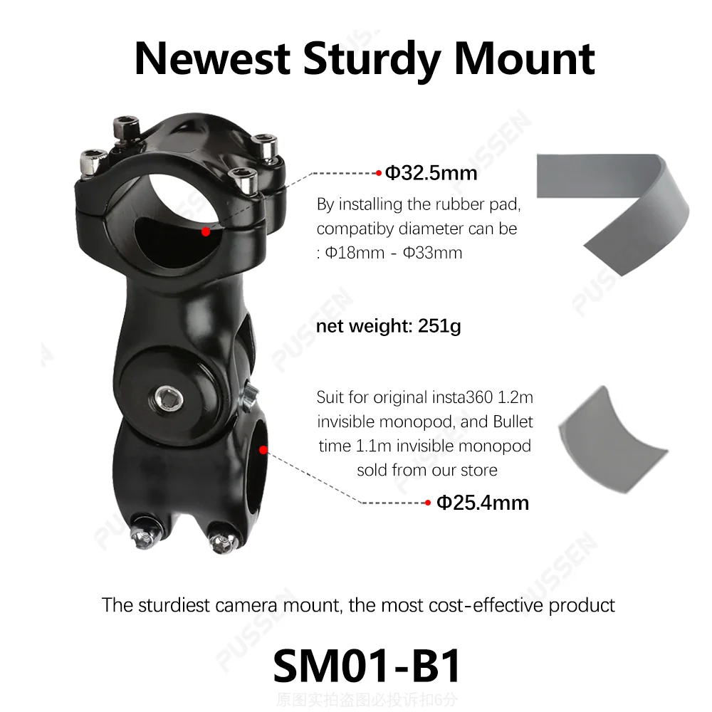 Suporte de Câmera Insta360 para Motocicleta e Bicicleta Suporte para Choques Monopé Selfie Invisível Gopro Max Hero 11 10 x3 x2 - Image 3