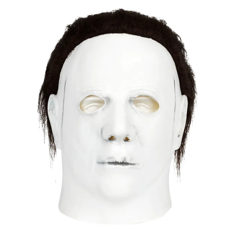 New Michael Myers Mask Cosplay Scary Movie Halloween Latex White Helmet Horror Headgear Masquerade Party Classic Prop