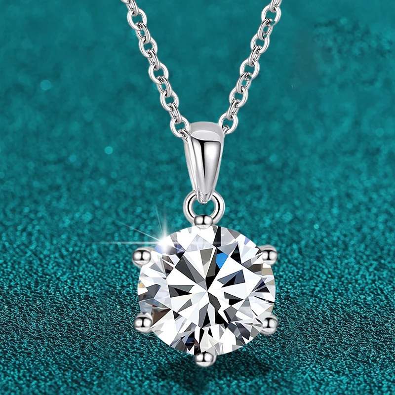 2ct 8mm Moissanite Pendant Necklace With GRA Certificate For Women 925 Sterling Silver Wedding Party Jewelry