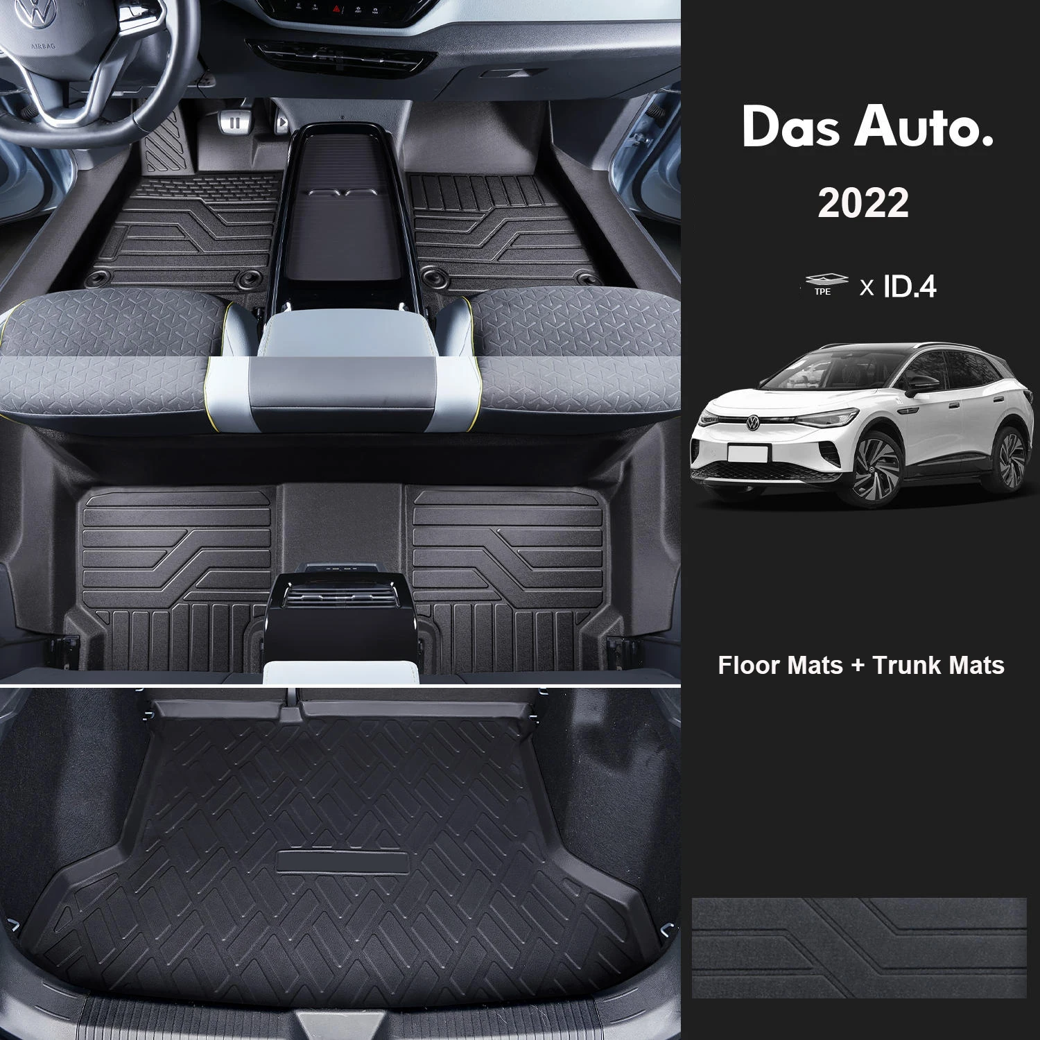 RubberCarFloorMatsSetForVWVolkswagenID42022WaterproofDropShippingCenterInterior