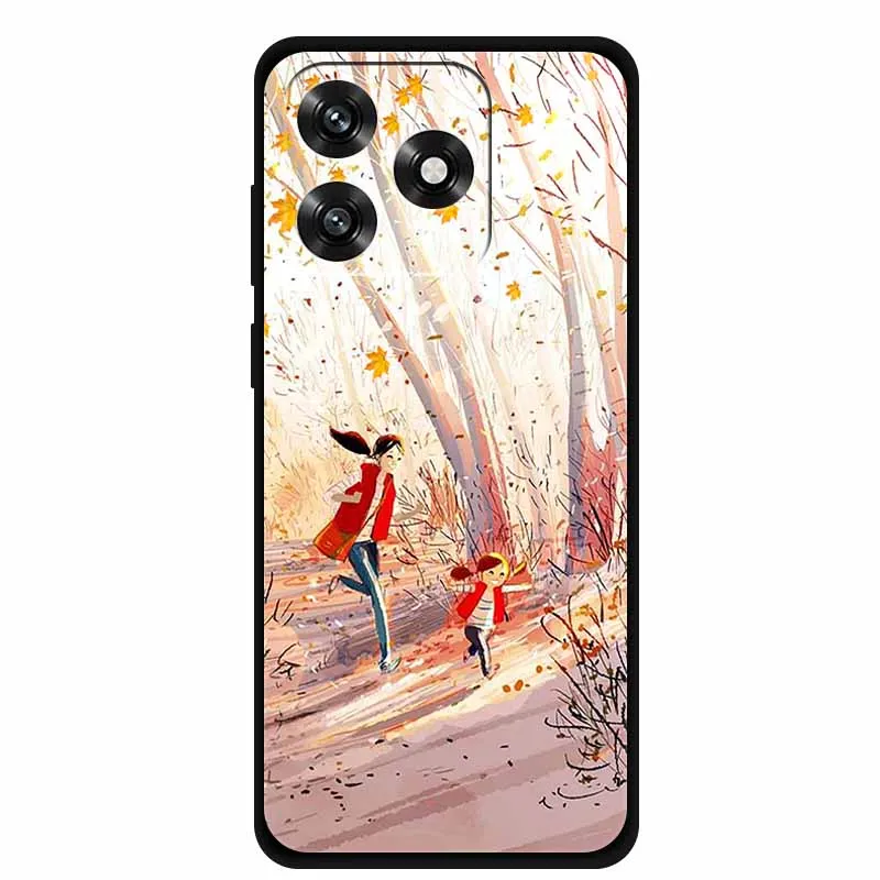Black TPU Cartoon Soft Silicone Shockproof Case - Protective Back Cover