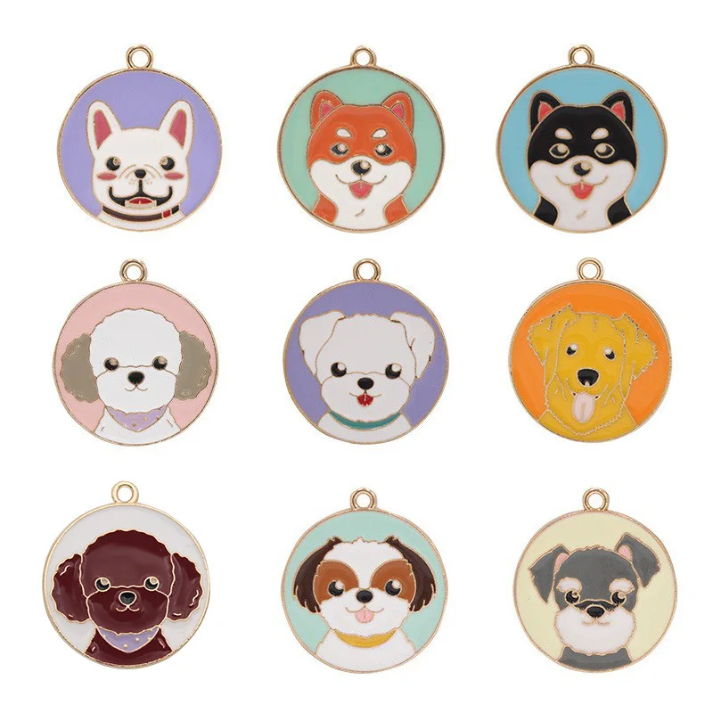 

10Pcs/Lot Cartoon Dogs Enamel Charms Handmade DIY Earrings Bracelet Neacklace Pendant Accessories For Jewelry Making Findings