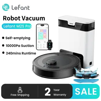 Lefant  Robot Vacuum Cleaner with Automatic Emptying M2S Pro,10000Pa, 240 Minutes, Laser Navigation DTOF, Ideal for Pet Hair